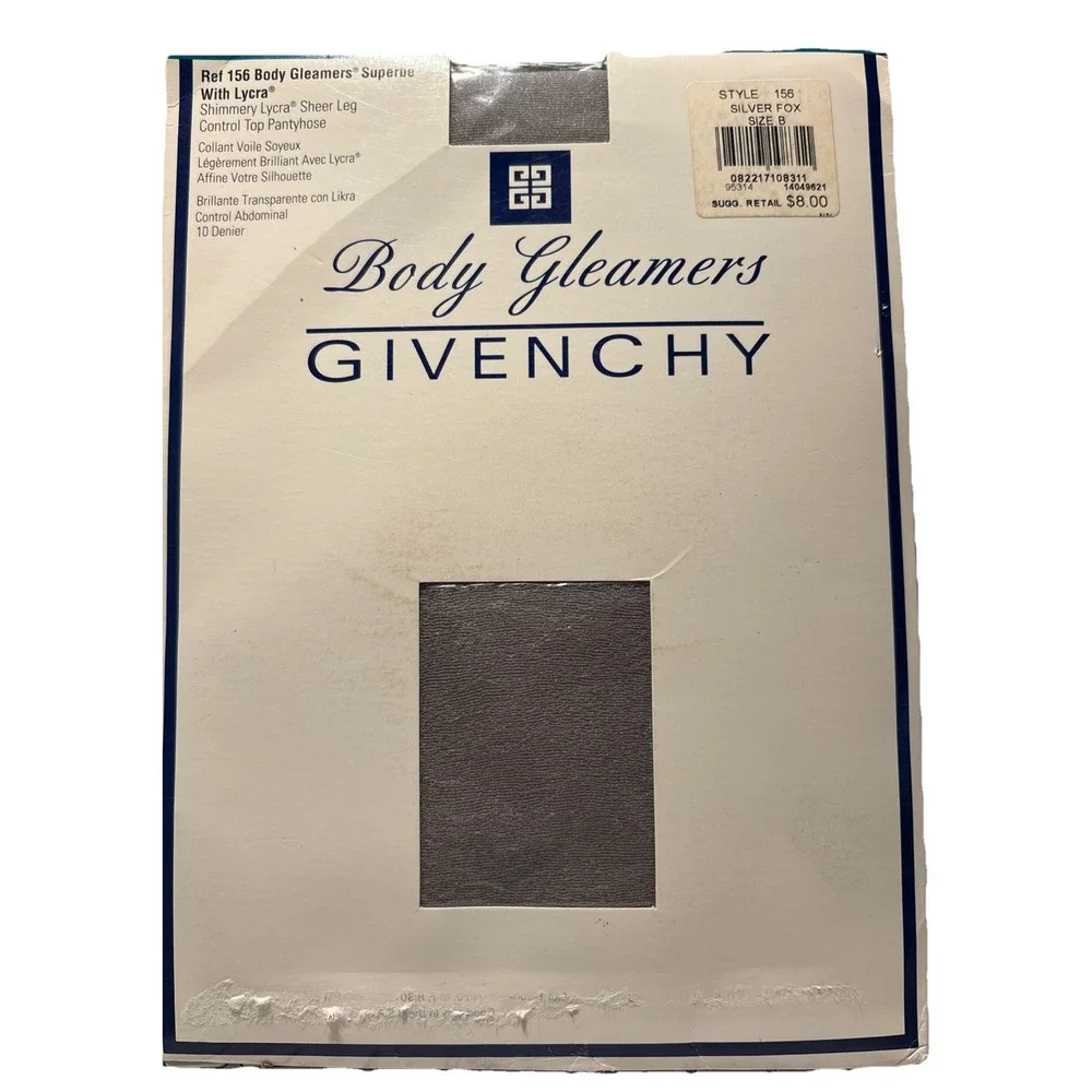 Vintage Givenchy Hosiery Body Gleamers 156 Silver Fox - Size B Control Top-  New